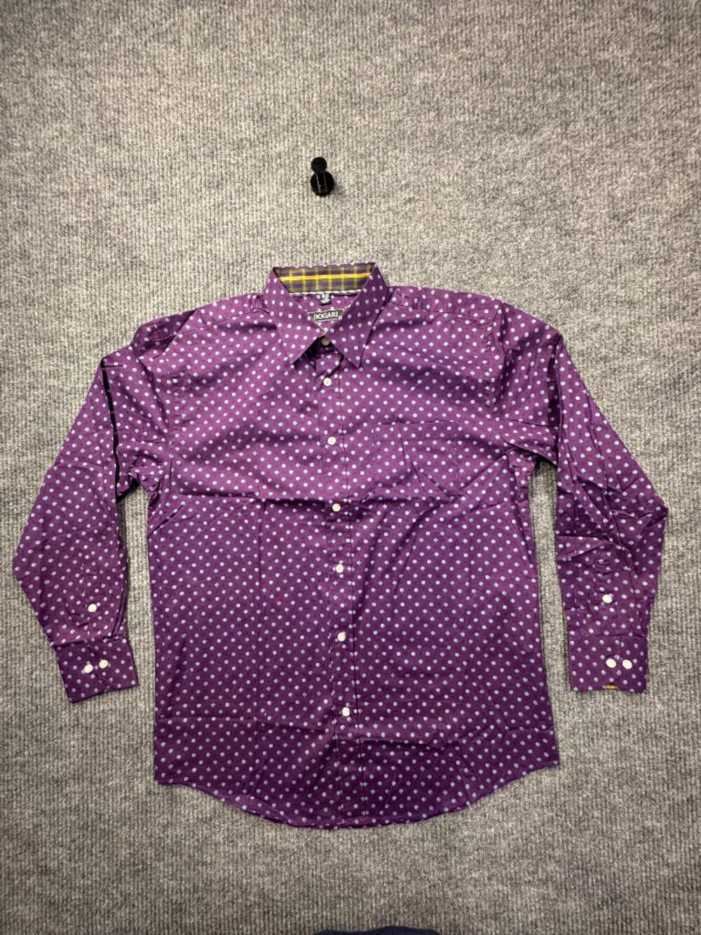 Bogari Red Long Sleeve Silk Shirt with Collar & Pocket Size Large